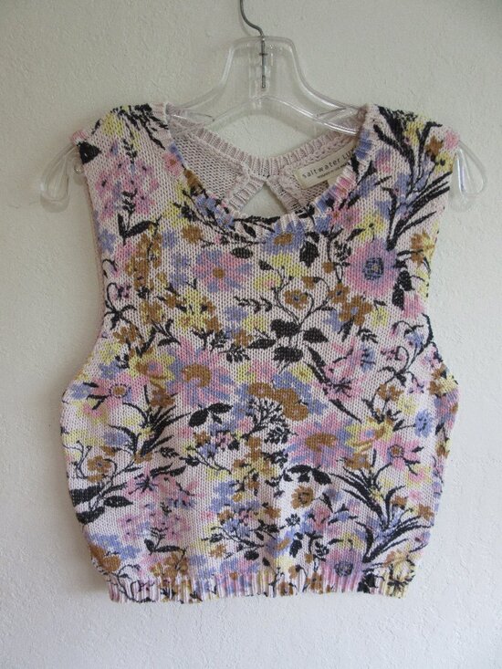 saltwater LUXE Sweaters - saltwater LUXE Multicolor Knit M Sleeveless Floral Pattern Cotton Sweater NWT